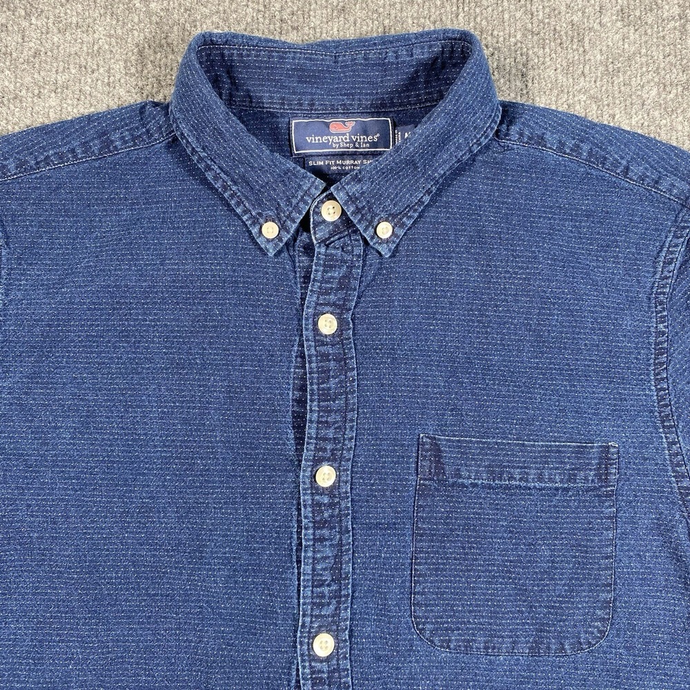 Vineyard Vines Mens Medium Slim Fit Murray Button up Short Sleeve Shirt *BLEMISH